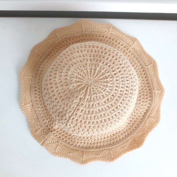 NEW HANDMADE WOMEN'S COTTON SUMMER BUCKET HAT BEIGE - Picture 3 of 7